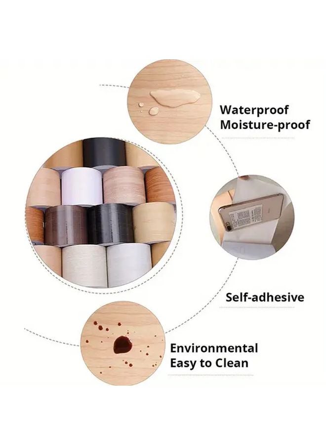 Beige Self Adhesive PVC Vinyl Waist Line Wallpaper Border Sticker 4 72inch X 196 85inch Home Decor For Living Room - Image 4